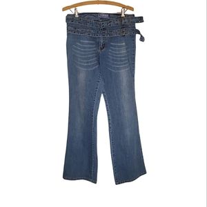 To The Max! Denim Jeans with Double Decorative Side Belts